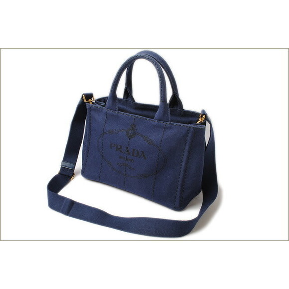 Prada 2Way Canapa Handbag Bluette - Picture 1 of 8